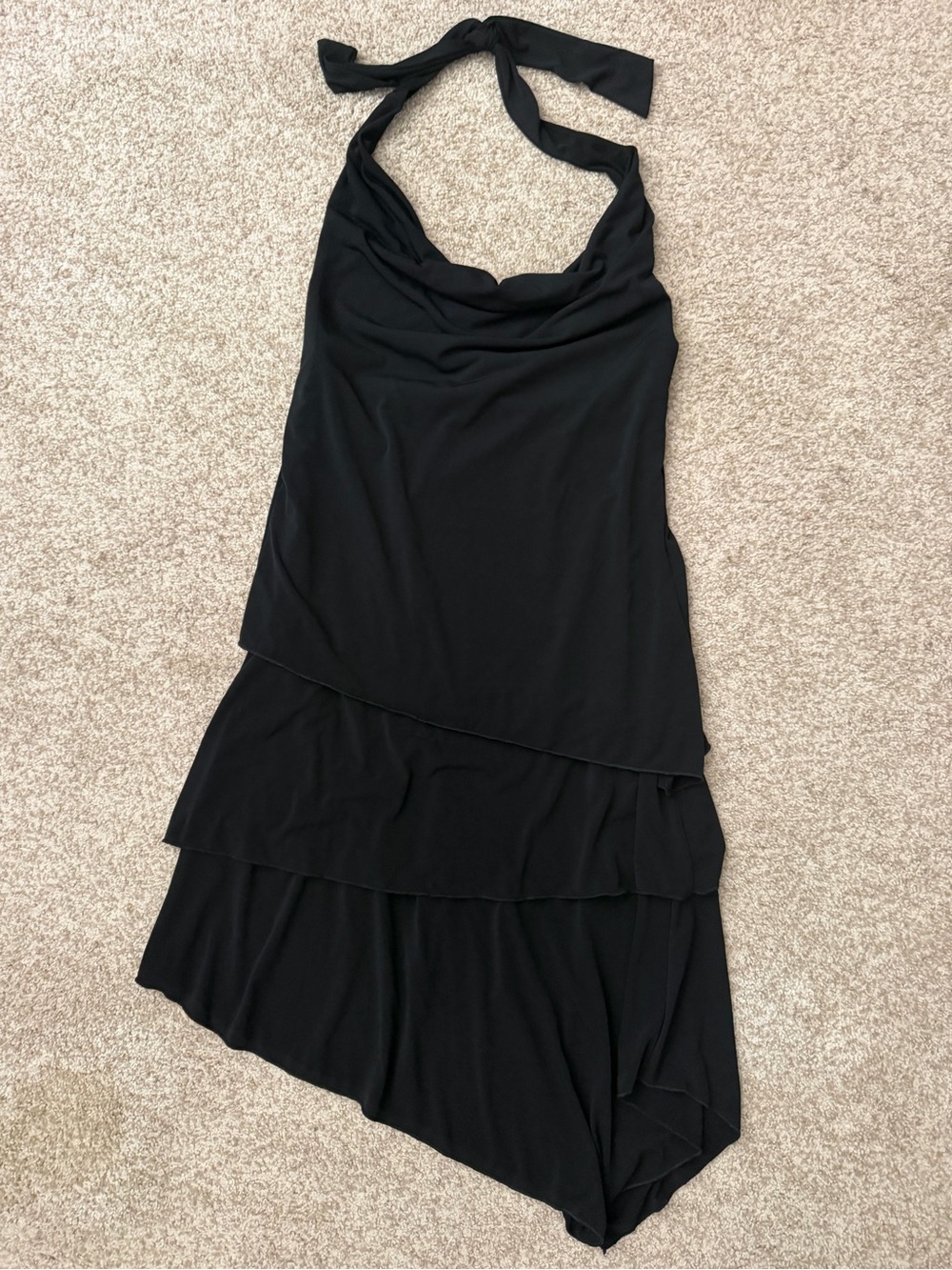 Rag Black Halter Tiered Asymmetric Dress layered whimsical formal fairygoth rave
